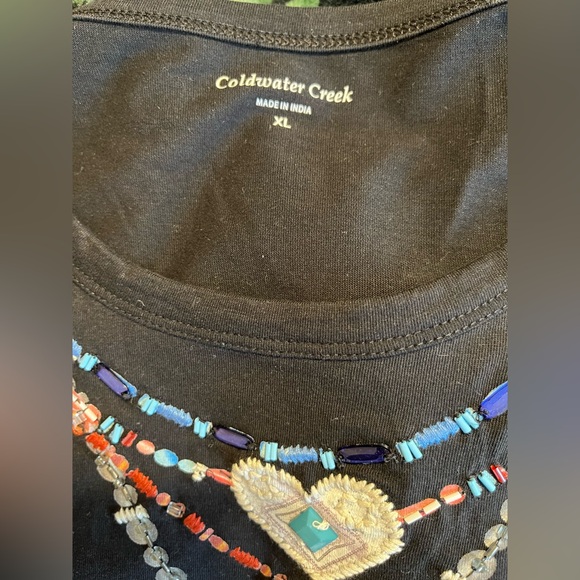 XL Coldwater Creek Navajo Indian Embroidered & Bead Multi Strand Necklace Shirt - Picture 8 of 12